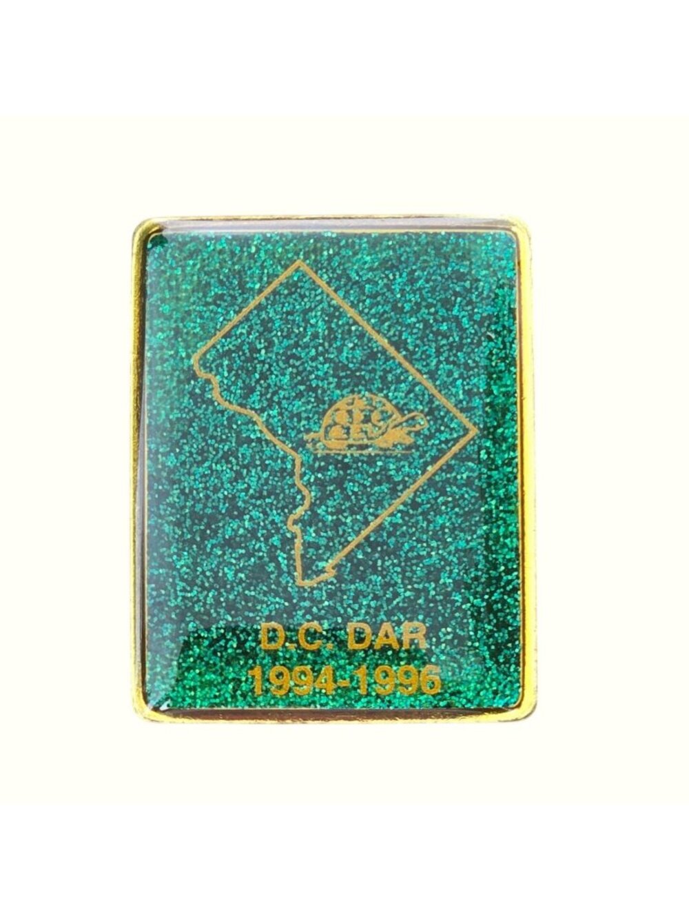 Daughters of the American Revolution DAR DC Green turtle Pin Brooch DC Vintage - Picture 2 of 10
